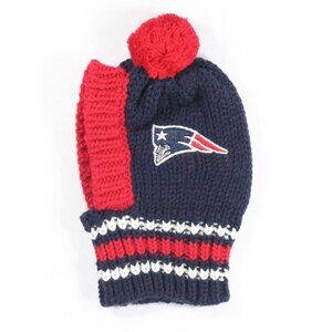 Dog Puppy NFL New England Patriots Knit Beanie Hat M Blue Ski Snow Winter Pet